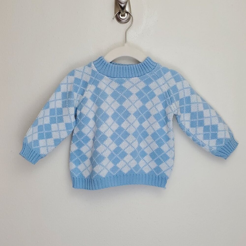 Vintage Leal Knits kids argyle knit sweater